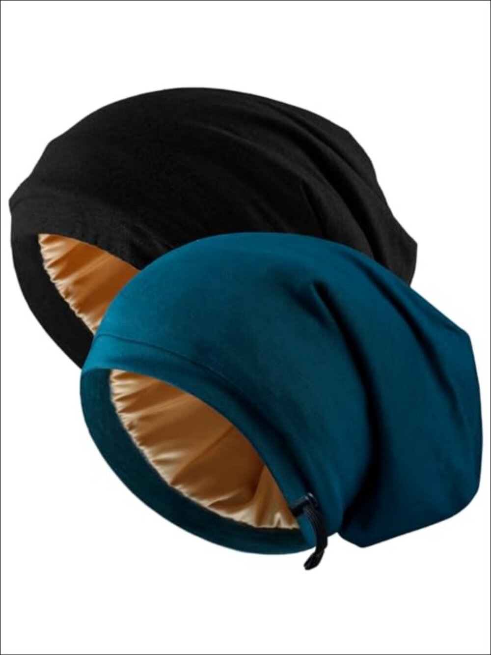 2 Pack Adjustable Satin Silk Hair Bonnet Sleep Cap Slouch Beanie Hair Wrap